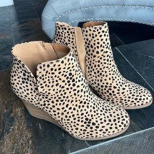 Leopard Wedge Ankle Boots